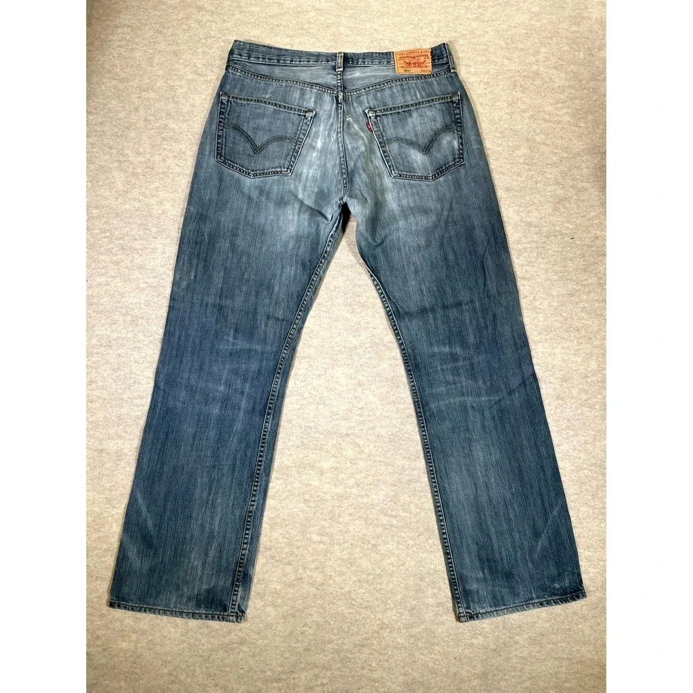 Levis 501 Jeans Mens 38x34 Blue Whiskering‎ Denim Cotton Button Fly Straight Leg